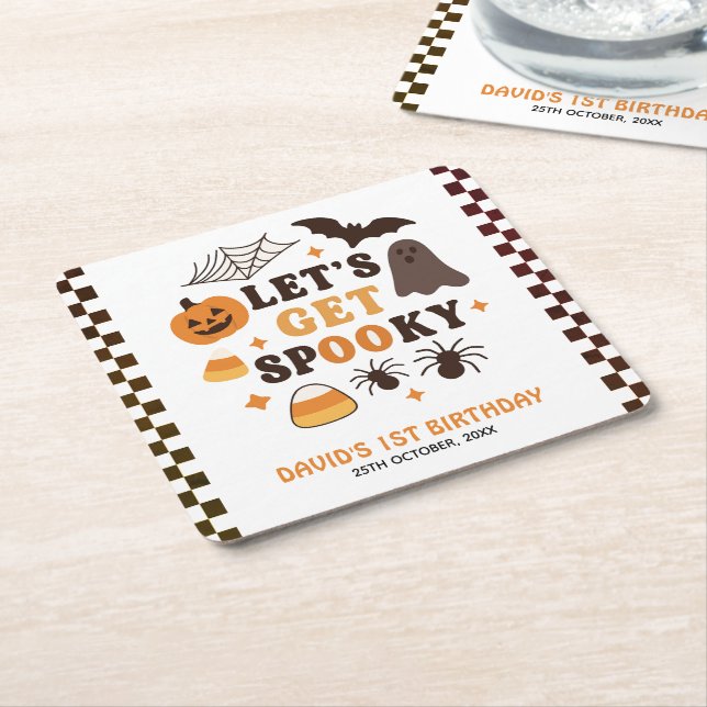 Låt oss Hämta taloky Halloween-födelsedagsdagen Underlägg Papper Kvadrat (Vinklad)