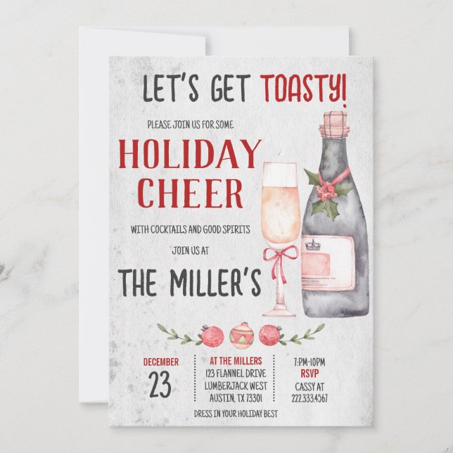 Låt oss Hämta toasty Helgdag Cheer-julen Party Inbjudningar (Framsida)