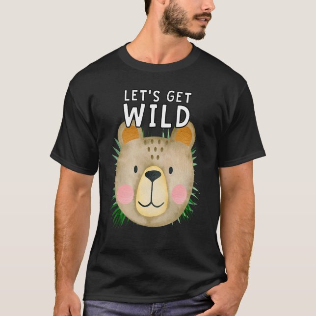 Låt oss Hämta Vild Bear Zoo Animals Safari Party D T Shirt (Framsida)