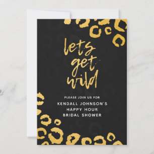 Låt oss Hämta Vild Black & Guld Leopard Möhippa Inbjudningar