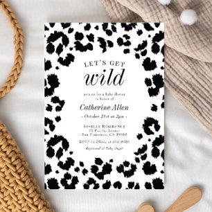 Låt oss Hämta Vild Leopard Print Baby Shower Inbjudningar