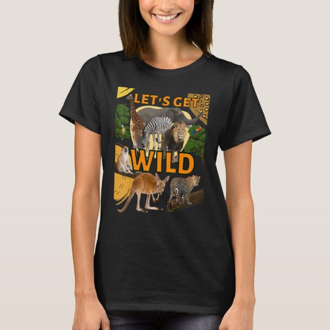Låt oss Hämta Vild Zoo Animals Safari Party-dagen  T Shirt (Framsida)