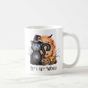 Låt oss Hämta Wicked   Svartvit Katt Kaffemugg