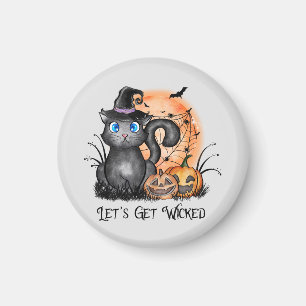 Låt oss Hämta Wicked Svartvit Katt Magnet