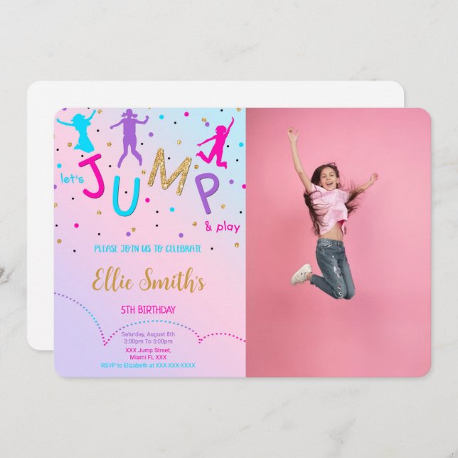 Låt oss hoppa fotoinbjudan inbjudningar (Fram/baksida)