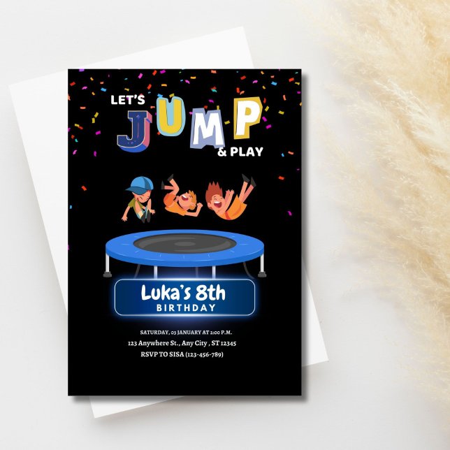 Låt oss hoppa och le på födelsedag  inbjudningar (Let's Jump and Play Birthday Invites)