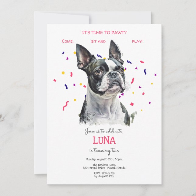 Låt oss, hund födelsedagsfest inbjudningar (Framsida)