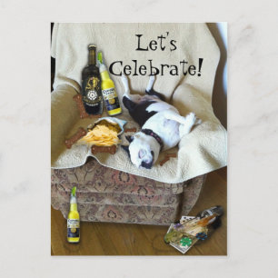Låt oss inbjudan till Celebrate Boston Terrier Par Vykort