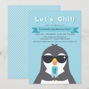 Låt oss inbjudan till Chill Cute Penguin Barns föd
