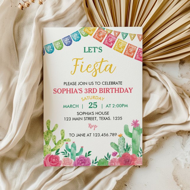 Låt oss inbjudan till Fiesta Cactus Girl Birthday (Skapare uppladdad)