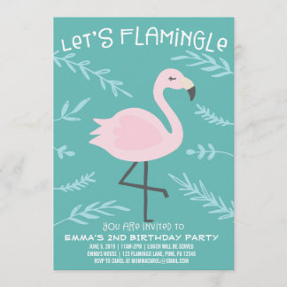 Låt oss Inbjudan till Flamingle Cute Flamingo Past