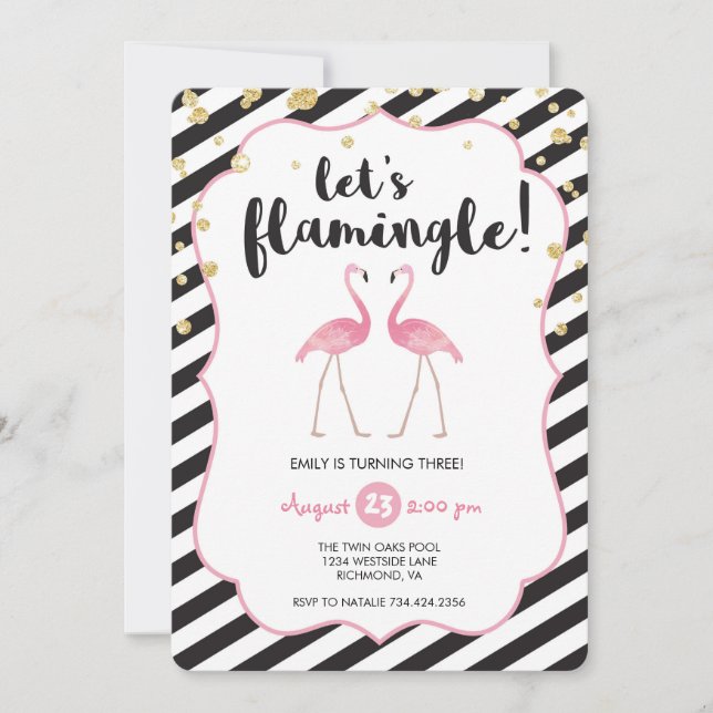 Låt oss inbjudan till flamingle-födelsedagsdag (Framsida)