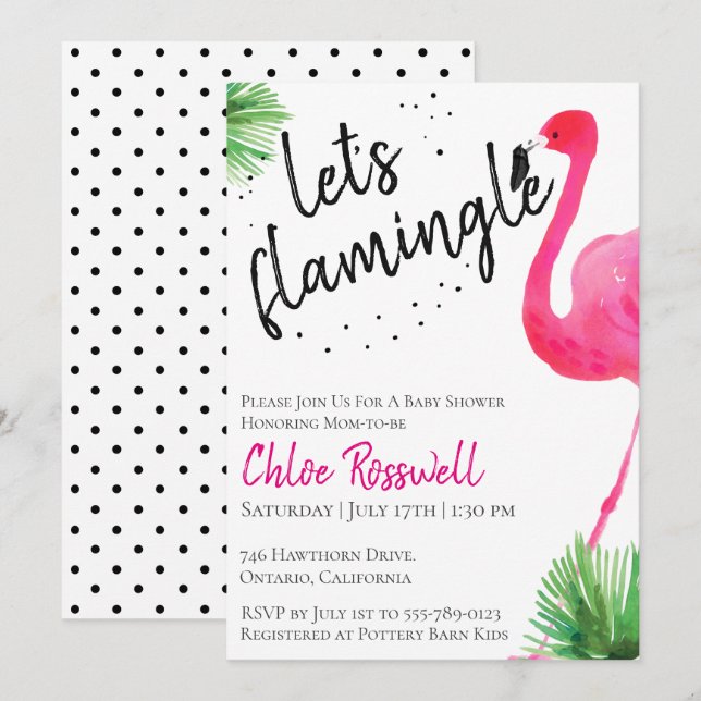 Låt oss inbjudan till lamingle Baby Shower (Fram/baksida)
