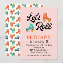 Låt oss inbjudan till rullrullskridskat på födelse