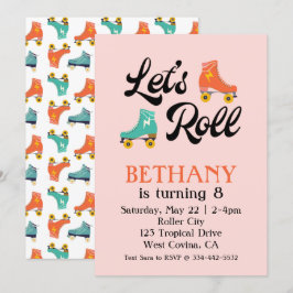 Låt oss inbjudan till rullrullskridskat på födelse