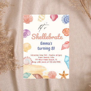 Låt oss inbjudan till Shellabrate Beach Theme Birt