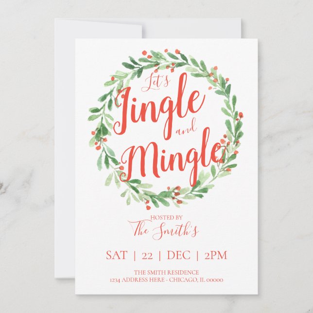 Låt oss inbjudningar till Jingle- och Mingle-Julfe (Framsida)