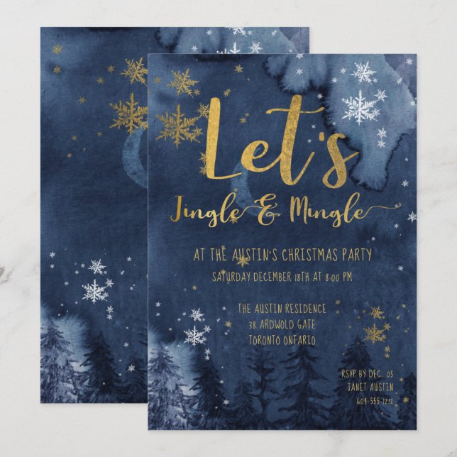 Låt oss Jingle & Mingle-Julfest Inbjudningar (Fram/baksida)