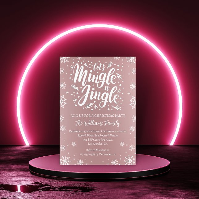 Låt oss jingle och mingle christmas party rosa vit inbjudningar (Skapare uppladdad)