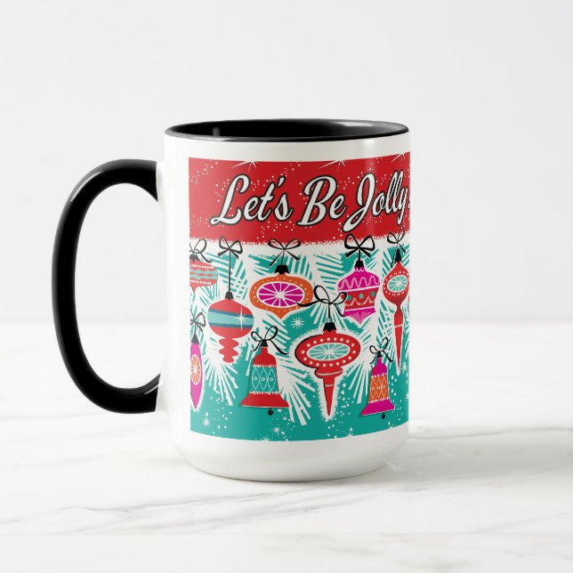 Låt oss Jolly Retro-julkaffe Mugg (Vänster)