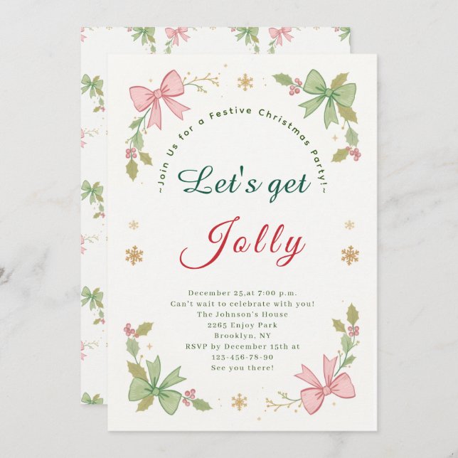 Låt oss Jolly Whimsical jul Party Julkort (Fram/baksida)