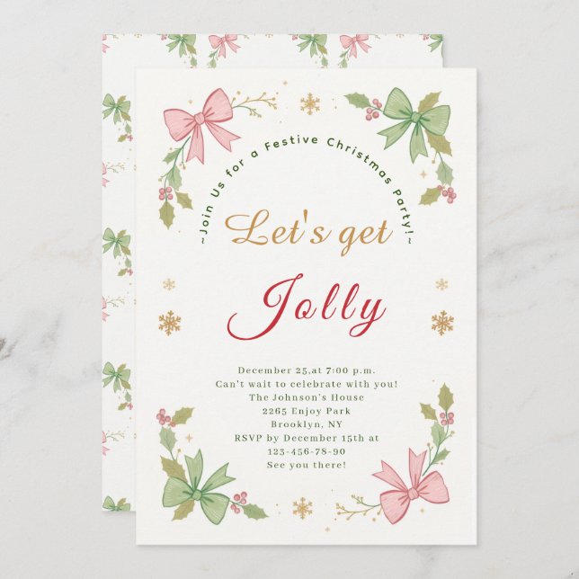 Låt oss Jolly Whimsical jul Party Julkort (Fram/baksida)