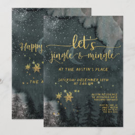 Låt oss Julfesten Jingle & Mingle Guld Woodland Inbjudningar