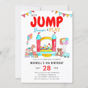 Låt oss Jump Bounhus Trampoline Park Birthday Inbjudningar