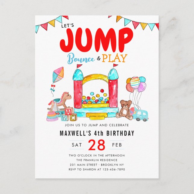 Låt oss Jump Bounhus Trampoline Park Birthday Vykort (Framsida)