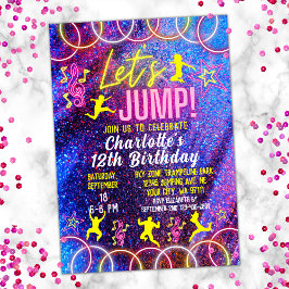 Låt oss Jump Bount Neon Trampoline Park Birthday Inbjudningar