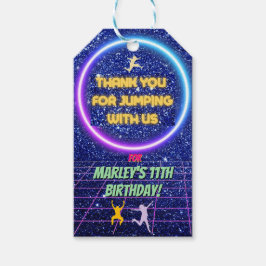 Låt oss Jump Party Bounge Neon Trampoline Park Presentetikett