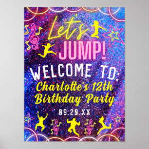 Låt oss Jump Trampoline Neon Party Välkomsttecken Poster