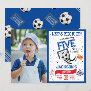 Låt oss Kick It Little Rookie Soccer Photo Birthda Inbjudningar