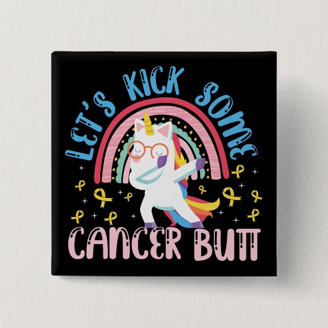Låt oss Kick some Cancer Butt Children Cancer Knapp (Framsida)