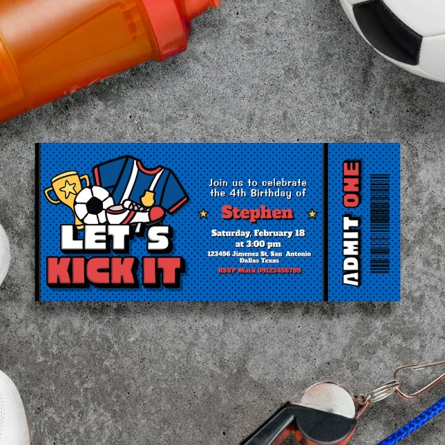 Låt oss kicka igång - Fotboll Soccer Inbjudningar (Lets Kick it - Football Soccer Ticket Invitation)