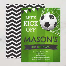 Låt oss kicka igång fotbollsfödelsedagsinbjudan inbjudningar