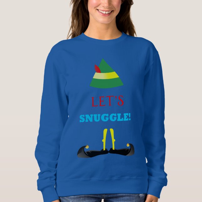 Låt oss kramas Damblå sweatshirt med tomte T Shirt (Framsida)