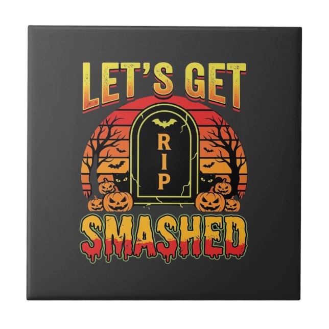 Låt Oss Krossas Halloween Pumpa Kyrkogård Kakelplatta (Framsidan)