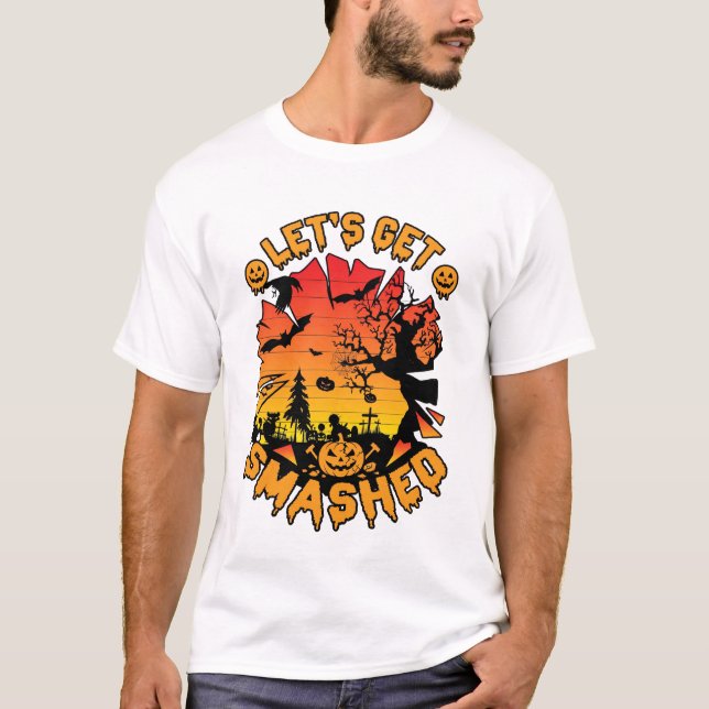 Låt Oss Krossas Halloween Pumpa Spöklik Träd Fladd T Shirt (Framsida)