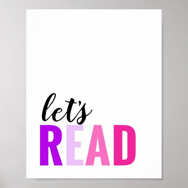 Låt oss läsa lekhörna rosa lila poster (Framsidan)