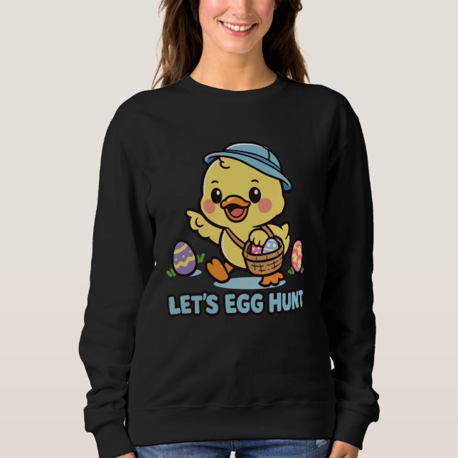 Låt oss leta efter påskägg Kawaii Påsk Kyckling Sö T Shirt (Framsida)