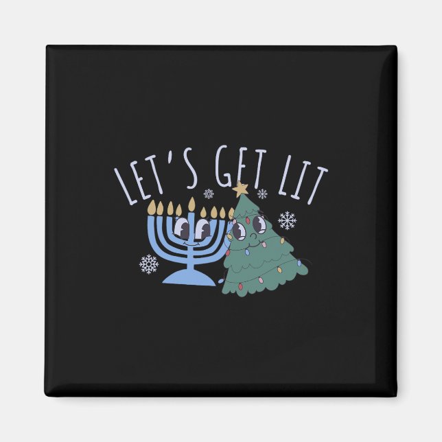 Låt oss Lit Chrismukah Hanukkah Julmatchen Magnet (Framsidan)