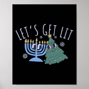 Låt oss Lit Chrismukah Hanukkah Julmatchen Poster