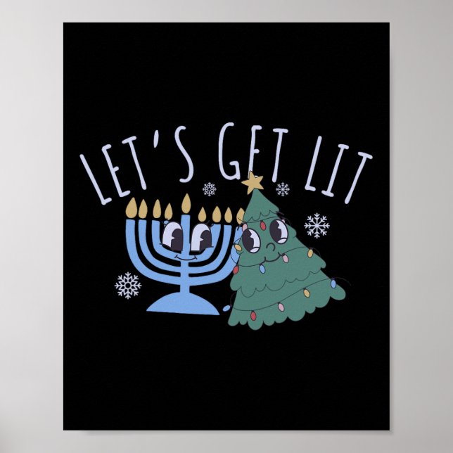 Låt oss Lit Chrismukah Hanukkah Julmatchen Poster (Framsidan)