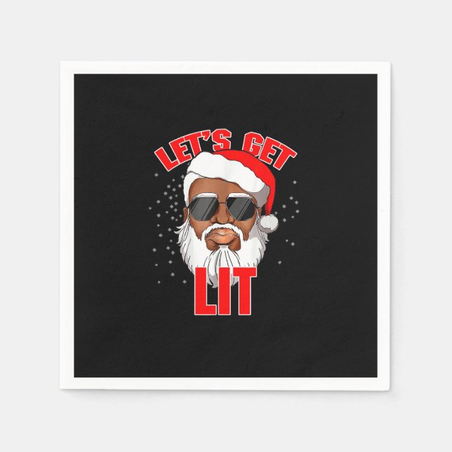Låt oss Lit Drinking Santa Hat jul Ljus Pappersservett (Framsidan)