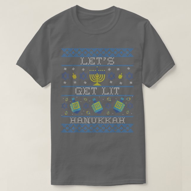 Låt oss Lit Hanukkah Ugly Julsötare T Shirt (Design framsida)