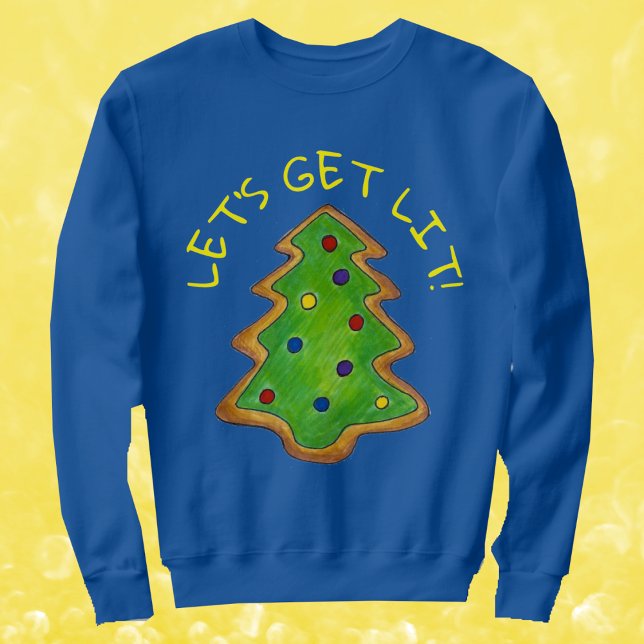 Låt oss Lit Uggla Jul Sweater Helgdag Träd Tee (Let's Get Lit)