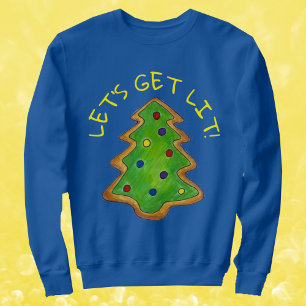 Låt oss Lit Uggla Jul Sweater Helgdag Träd Tee Shirt