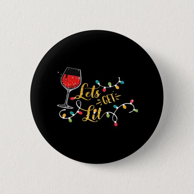 Låt oss Lit Vin Glasses jul Ljus Drinki Knapp (Framsida)