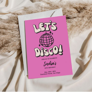 Låt oss Magenta för Disco-Födelsedagsfest Inbjudningar